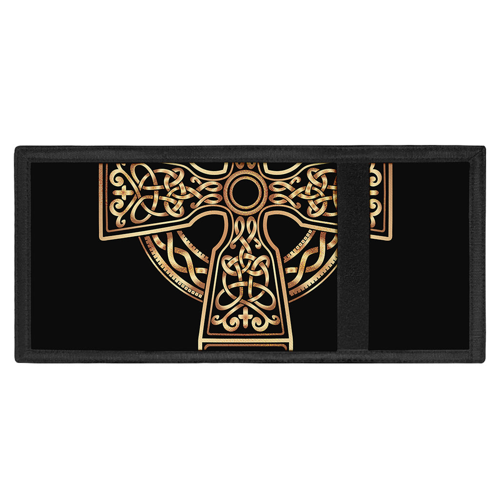 Gold Celtic Knot Cross Print Trifold Wallet