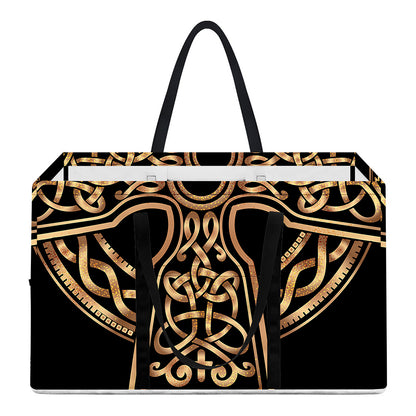 Gold Celtic Knot Cross Print Utility Tote Bag