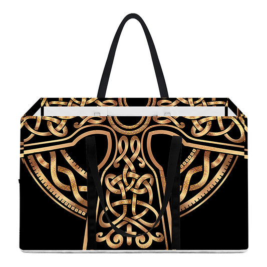 Gold Celtic Knot Cross Print Utility Tote Bag