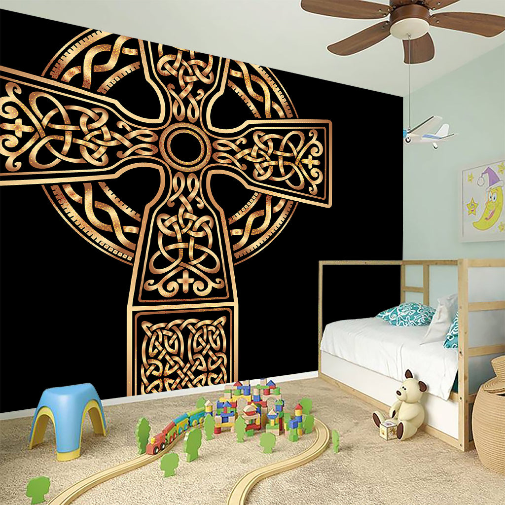 Gold Celtic Knot Cross Print Wall Sticker