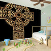 Gold Celtic Knot Cross Print Wall Sticker