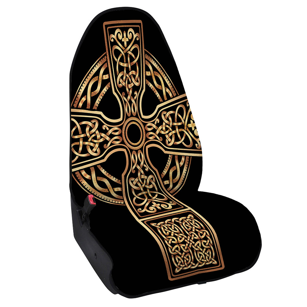 Gold Celtic Knot Cross Print Waterproof Car Seat Cover