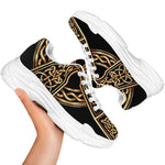 Gold Celtic Knot Cross Print White Chunky Shoes