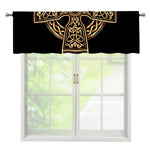 Gold Celtic Knot Cross Print Window Valance