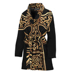 Gold Celtic Knot Cross Print Women's Bathrobe