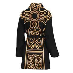 Gold Celtic Knot Cross Print Women's Bathrobe