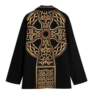 Gold Celtic Knot Cross Print Women's Blazer