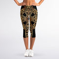 Gold Celtic Knot Cross Print Women's Capri Leggings