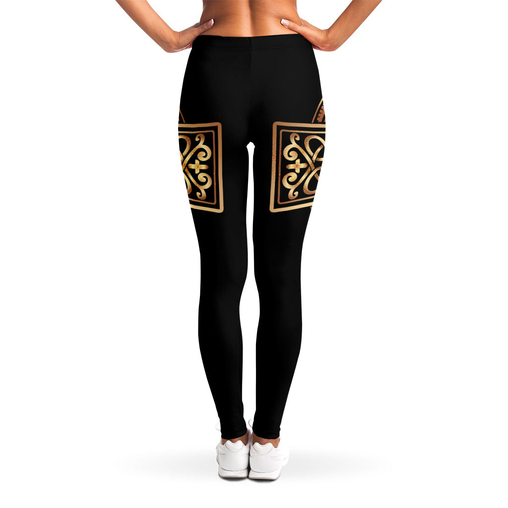Gold Celtic Knot Cross Print Women's Leggings