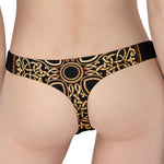 Gold Celtic Knot Cross Print Women's Thong