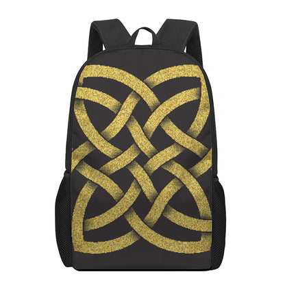 Gold Celtic Knot Symbol Print 17 Inch Backpack