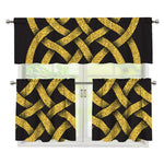 Gold Celtic Knot Symbol Print 3 Piece Kitchen Curtains