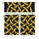 Gold Celtic Knot Symbol Print 3 Piece Kitchen Curtains
