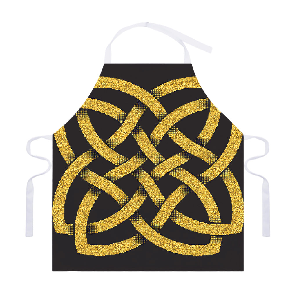 Gold Celtic Knot Symbol Print Adjustable Apron