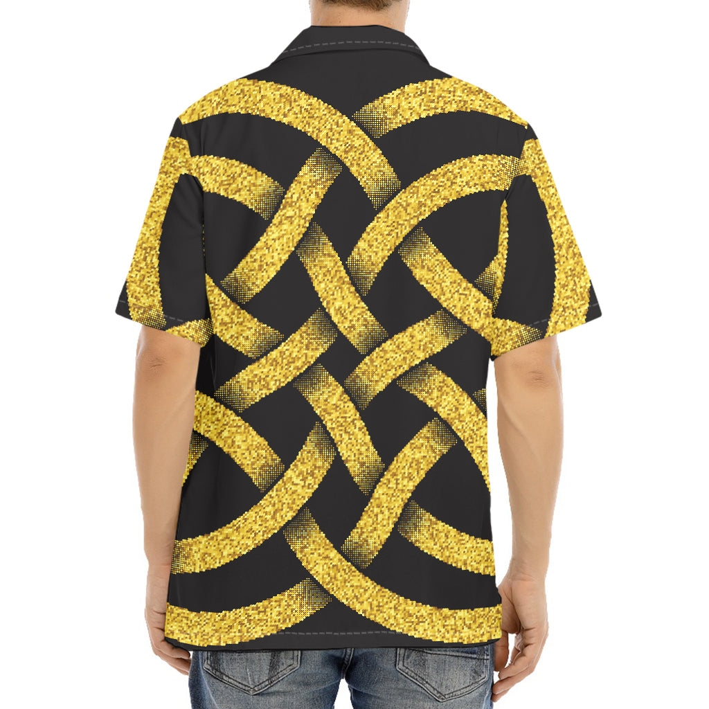 Gold Celtic Knot Symbol Print Aloha Shirt