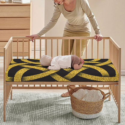 Gold Celtic Knot Symbol Print Baby Crib Sheet