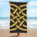 Gold Celtic Knot Symbol Print Beach Towel