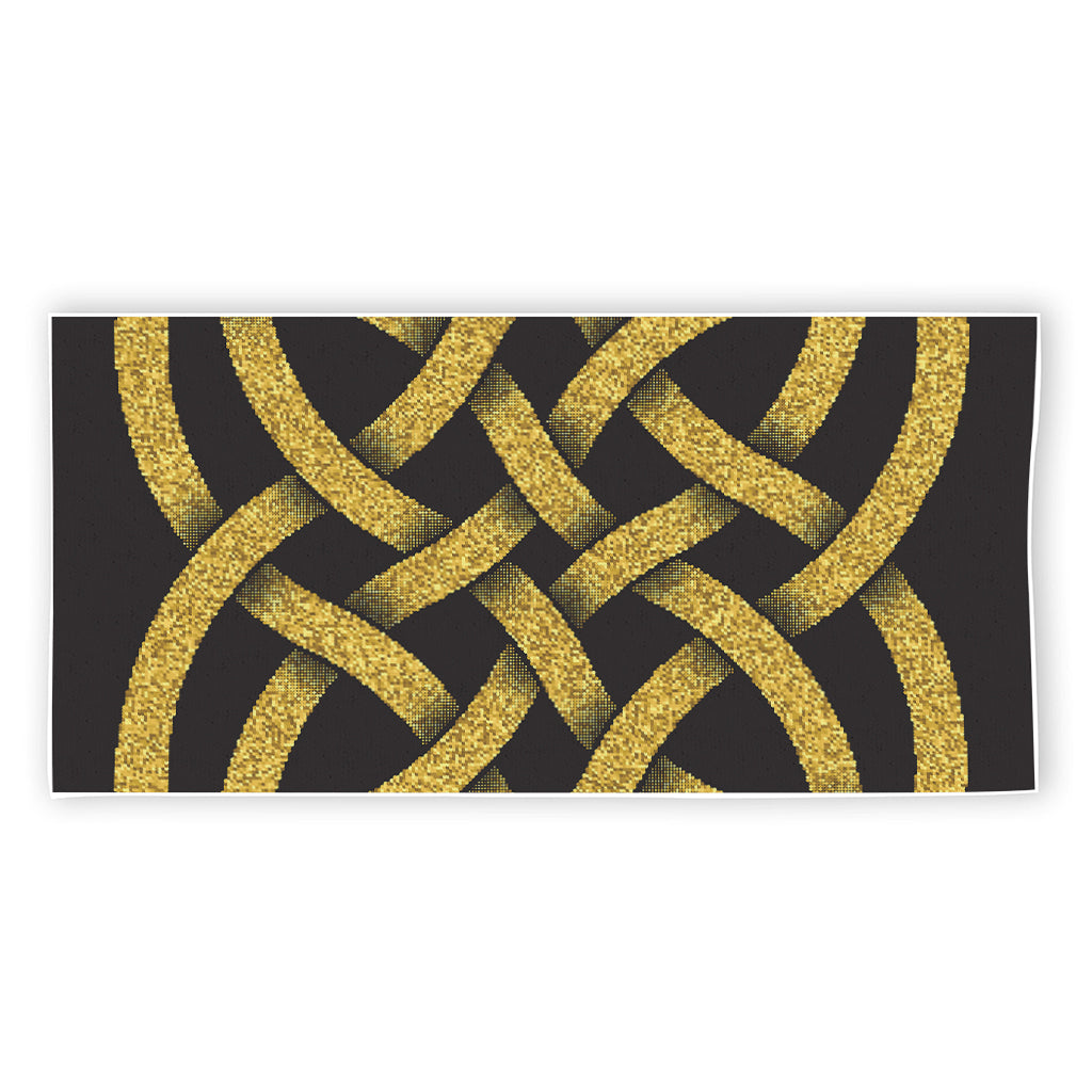 Gold Celtic Knot Symbol Print Beach Towel