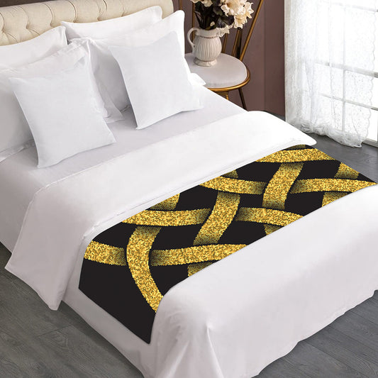 Gold Celtic Knot Symbol Print Bed Runner