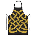 Gold Celtic Knot Symbol Print Bib Apron With Pocket