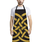 Gold Celtic Knot Symbol Print Bib Apron With Pocket