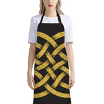 Gold Celtic Knot Symbol Print Bib Apron With Pocket