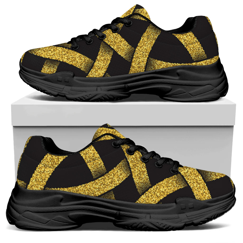 Gold Celtic Knot Symbol Print Black Chunky Shoes