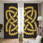 Gold Celtic Knot Symbol Print Blackout Pencil Pleat Curtains