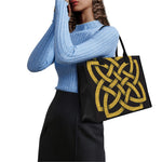 Gold Celtic Knot Symbol Print Canvas Tote Bag