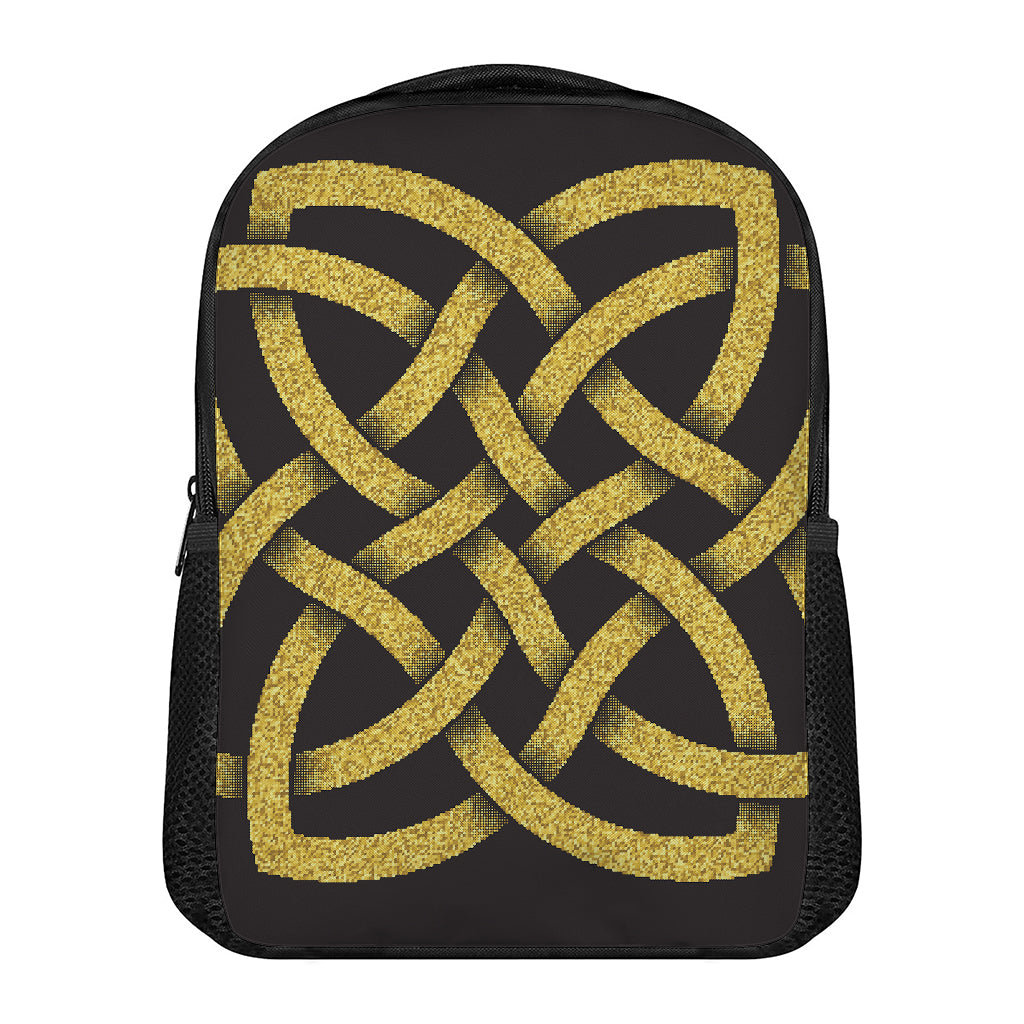 Gold Celtic Knot Symbol Print Casual Backpack