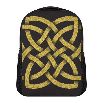 Gold Celtic Knot Symbol Print Casual Backpack