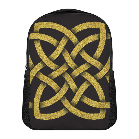 Gold Celtic Knot Symbol Print Casual Backpack