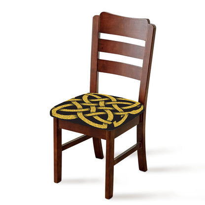 Gold Celtic Knot Symbol Print Chair Cushion Cover