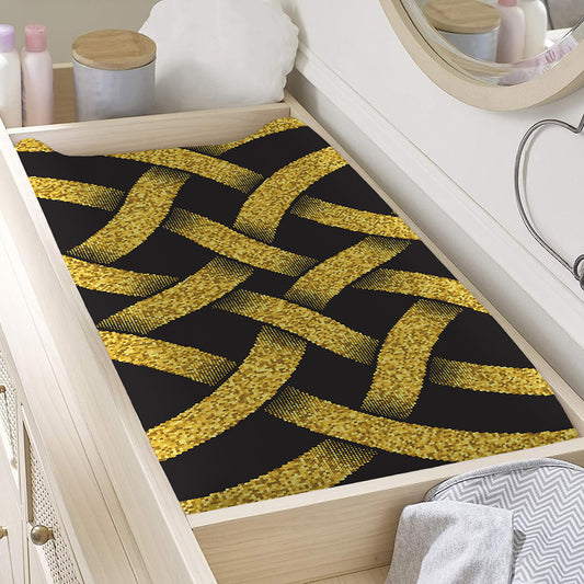 Gold Celtic Knot Symbol Print Changing Pad Cover