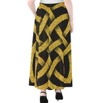 Gold Celtic Knot Symbol Print Chiffon Maxi Skirt