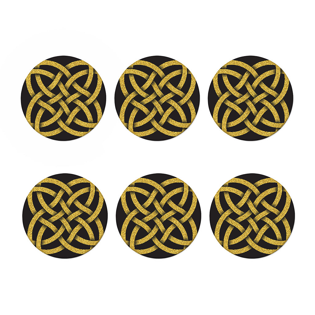 Gold Celtic Knot Symbol Print Coaster Set