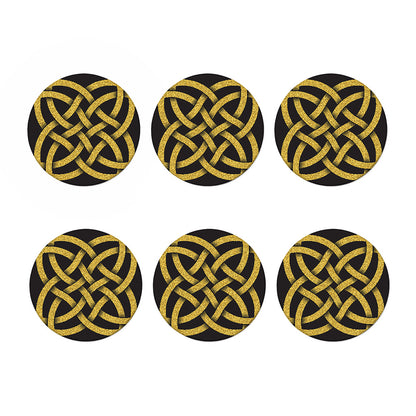 Gold Celtic Knot Symbol Print Coaster Set