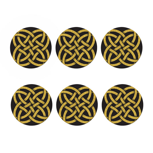 Gold Celtic Knot Symbol Print Coaster Set
