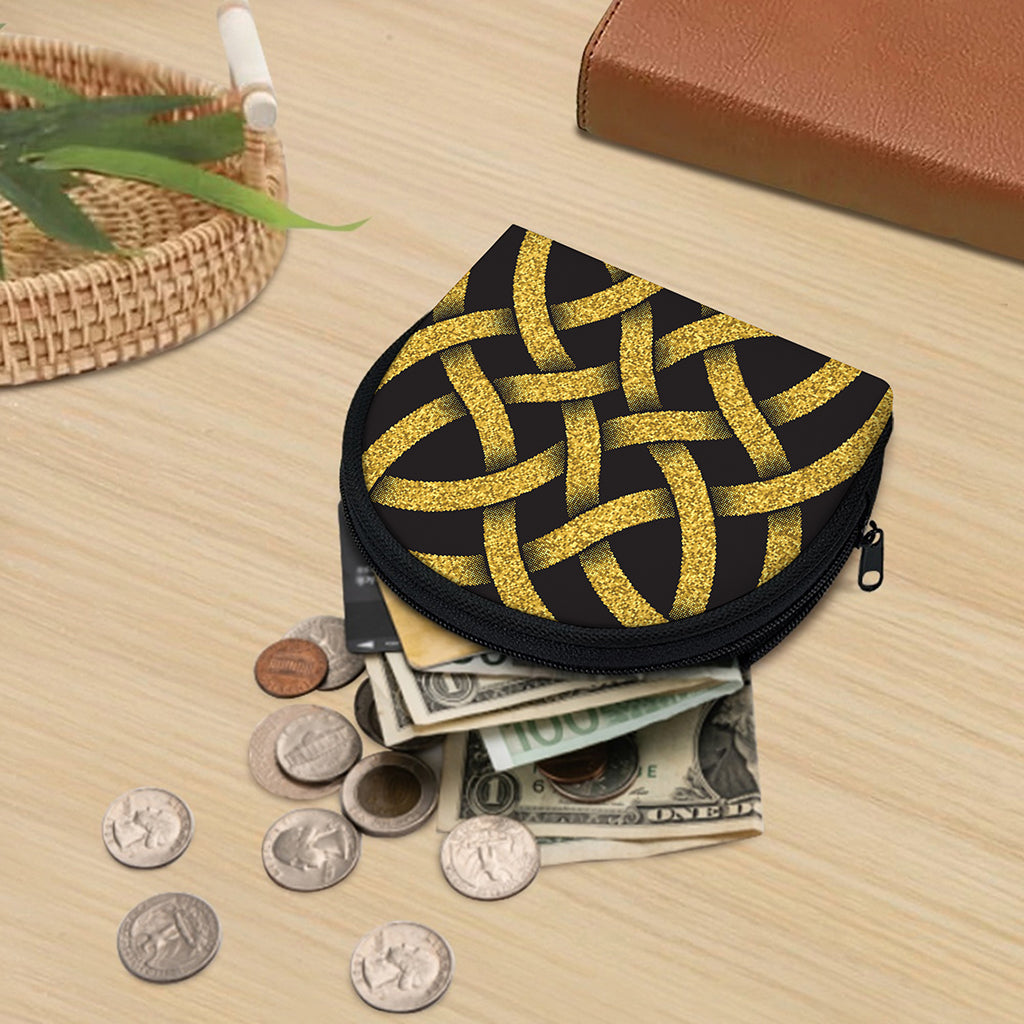 Gold Celtic Knot Symbol Print Coin Purse