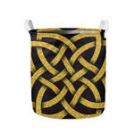 Gold Celtic Knot Symbol Print Collapsible Laundry Basket