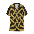 Gold Celtic Knot Symbol Print Cotton Hawaiian Shirt