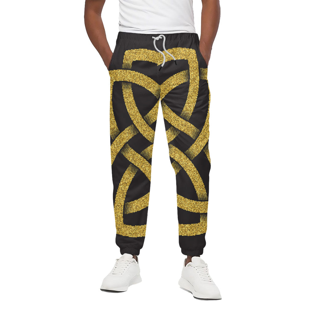 Gold Celtic Knot Symbol Print Cotton Pants