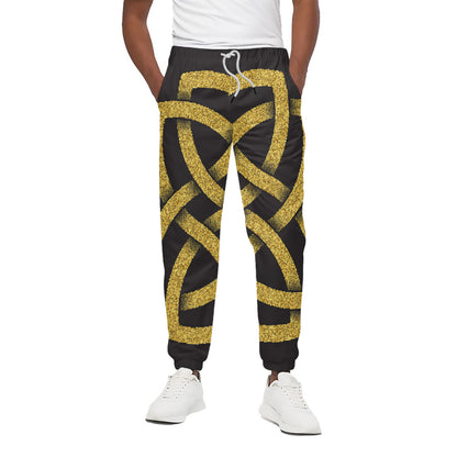Gold Celtic Knot Symbol Print Cotton Pants