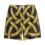 Gold Celtic Knot Symbol Print Cotton Shorts