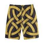 Gold Celtic Knot Symbol Print Cotton Shorts