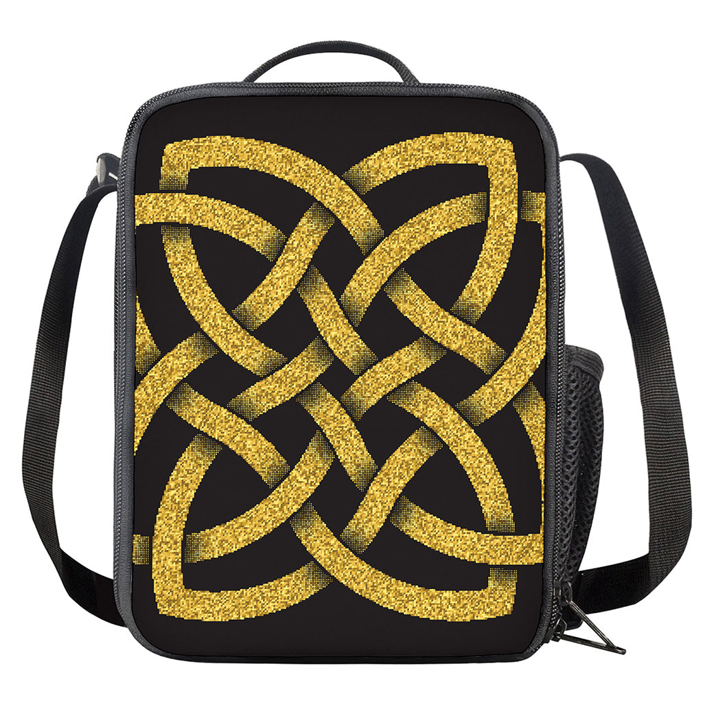 Gold Celtic Knot Symbol Print Crossbody Lunch Bag