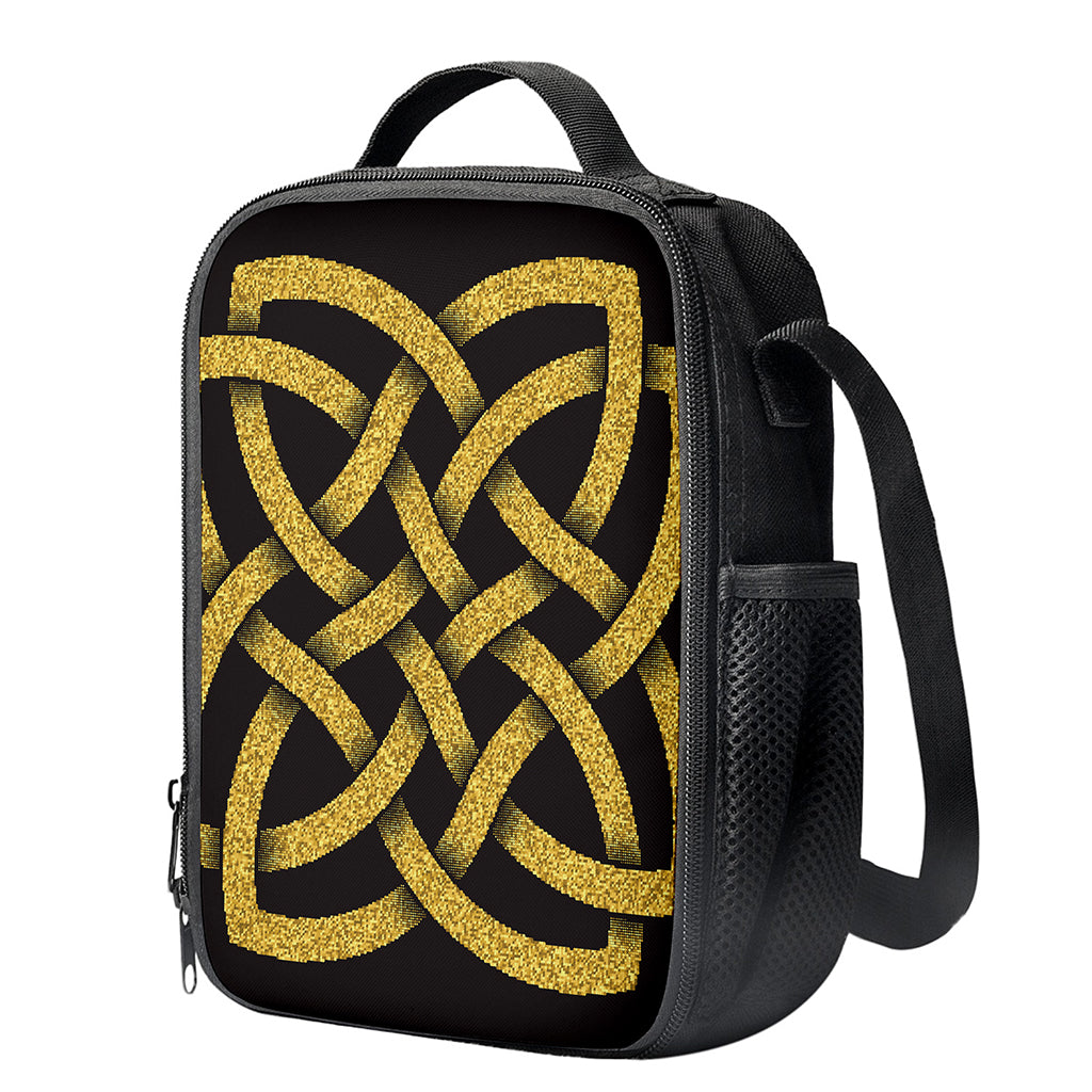 Gold Celtic Knot Symbol Print Crossbody Lunch Bag