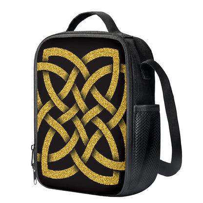 Gold Celtic Knot Symbol Print Crossbody Lunch Bag
