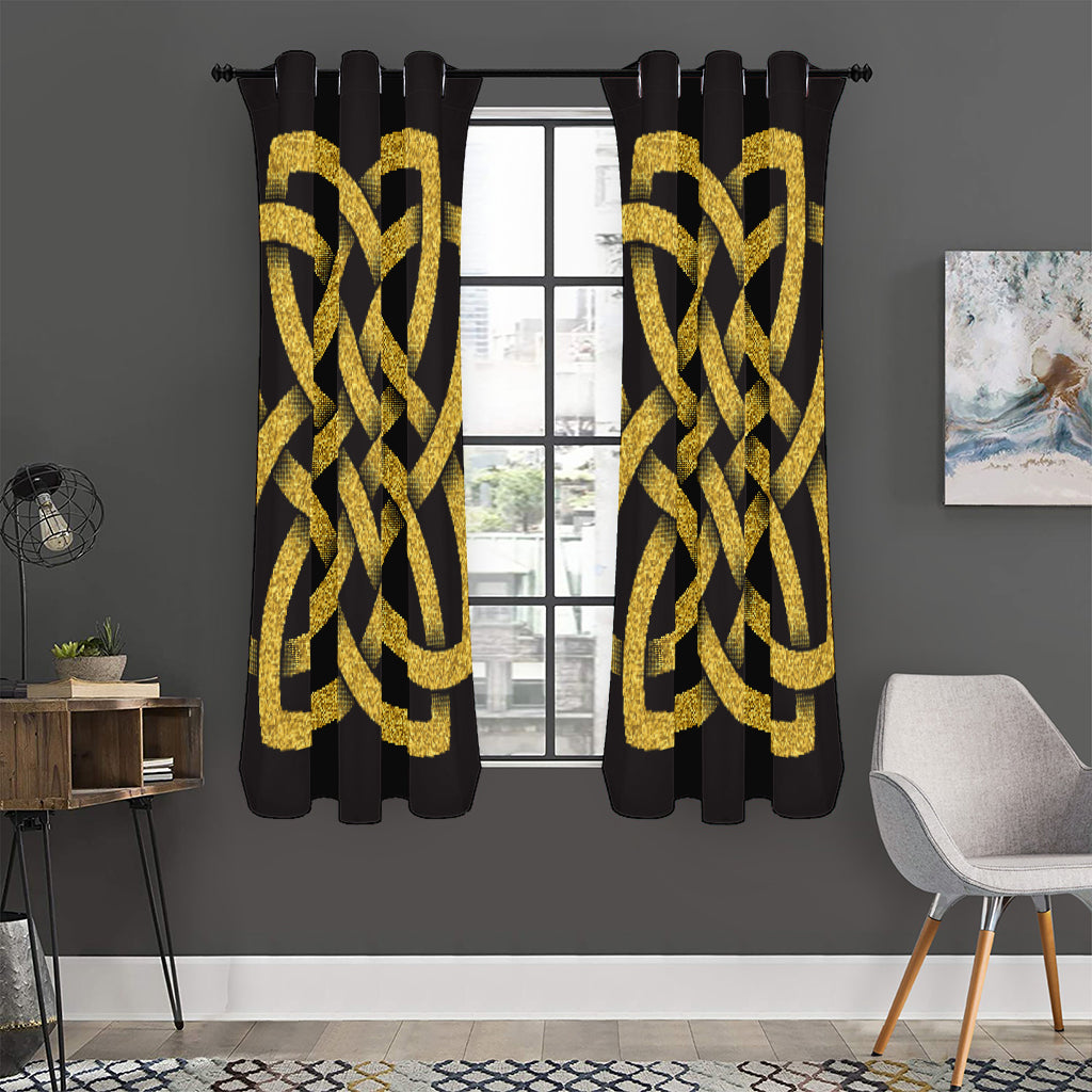 Gold Celtic Knot Symbol Print Curtain