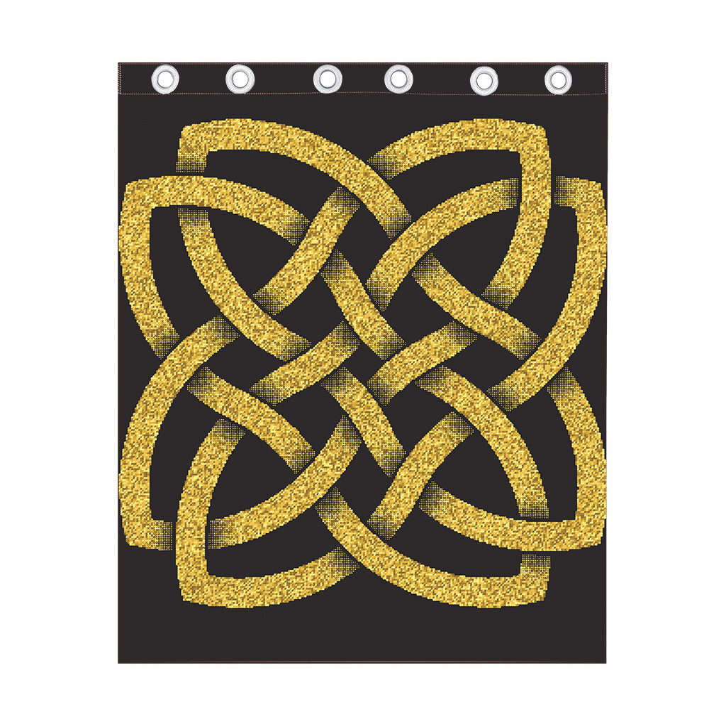 Gold Celtic Knot Symbol Print Curtain